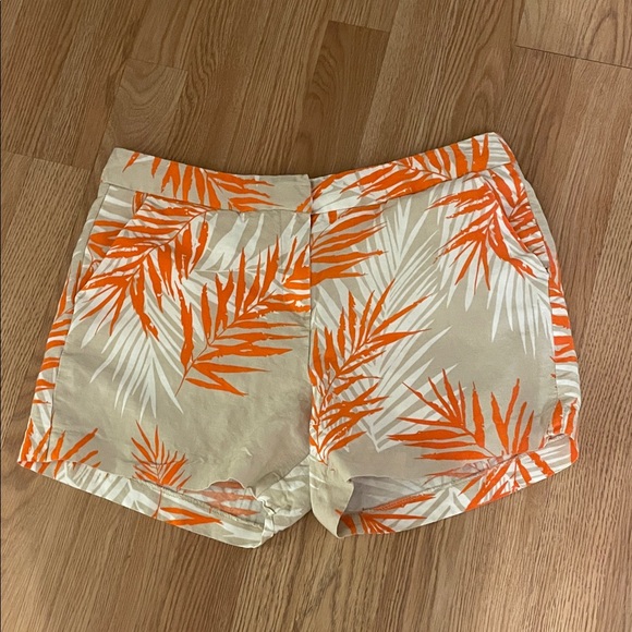 Sandro Pants - Sandro Orange and White Leaf Print Women's Bermudas